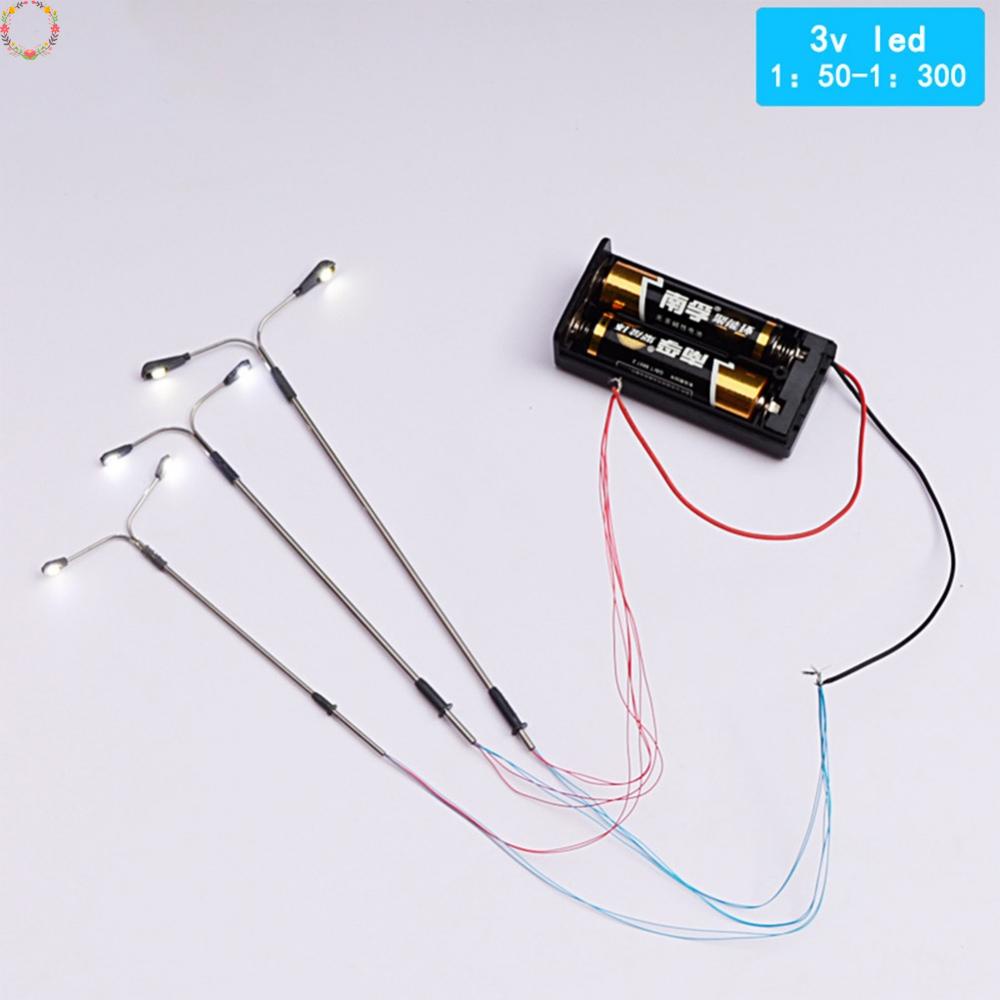 Bộ 10 đèn LED hai đầu Đèn chiếu sáng trắng 10cm để trang trí cảnh quan nhỏ Bàn cát xây dựng mô hình Đèn đường Đèn đường đôi có đầu Loại E