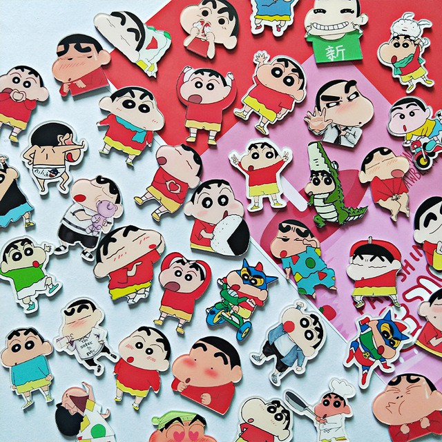 Huy hiệu Pin cài balo cài áo dễ thương - Ticker Gài hộp bút Mẫu Cậu bé bút chì Crayon Shin-chan corsage HH05