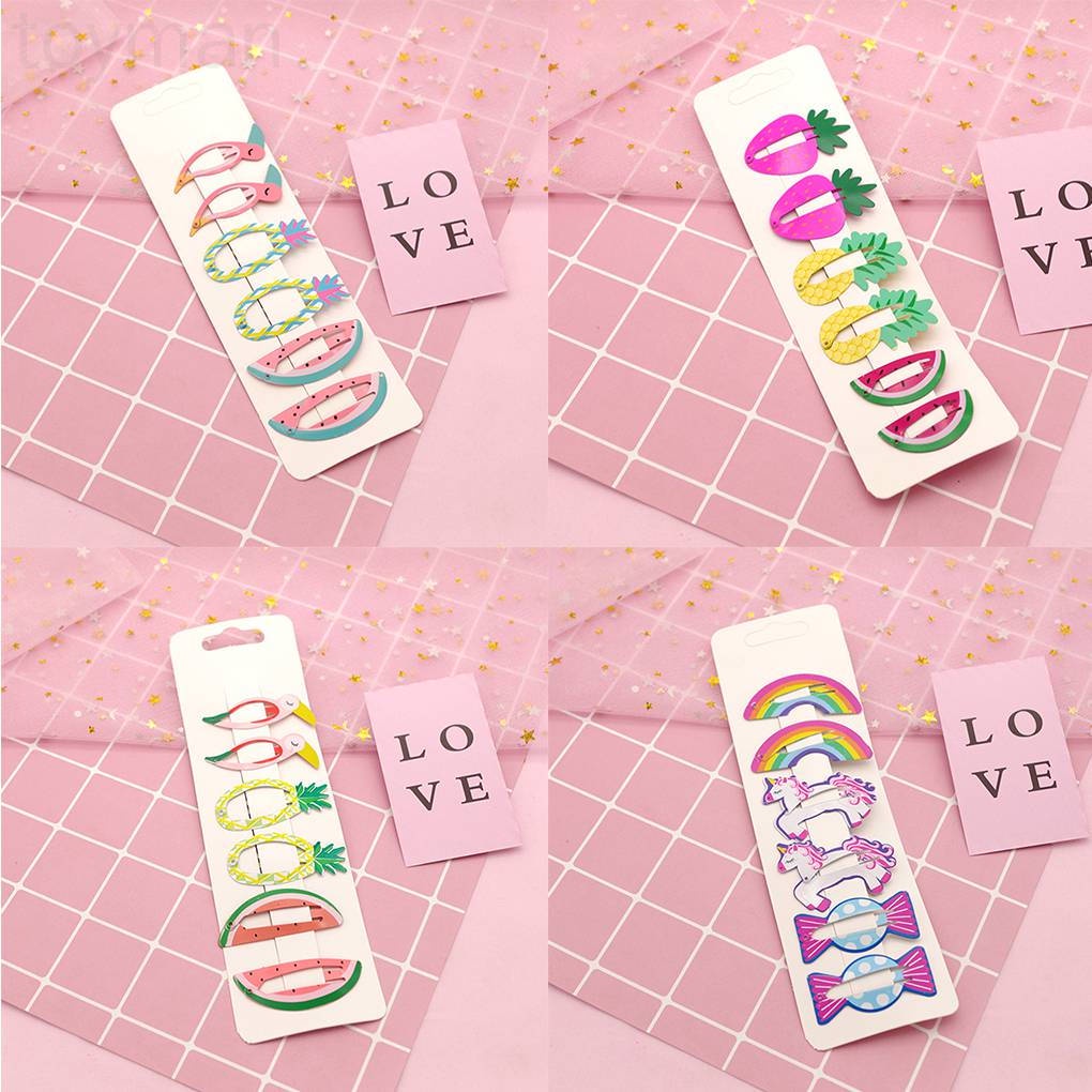 Set 6 Kẹp Tóc Hình Cây Kem / Trái Cây / Động Vật Dễ Thương Cho Bé Gái