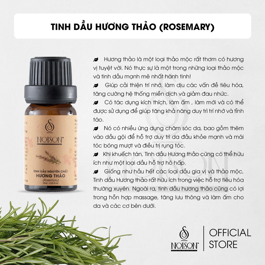 [BÌNH 1 LÍT] Tinh dầu Hương thảo Noison | Rosemarry Essential Oil | Nhập khẩu Ấn Độ