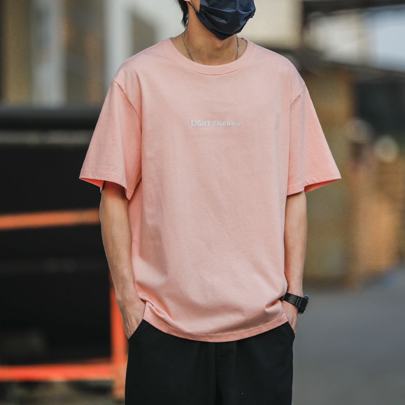 Áo Thun Cotton Tay Ngắn Cổ Tròn Dáng Rộng Phong Cách Retro Nhật Bản Cho Nam Giới