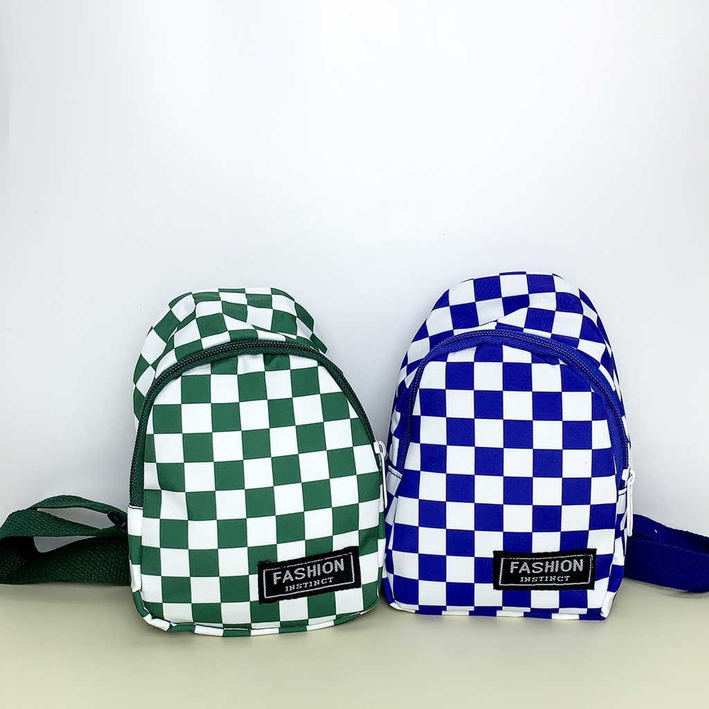 Túi Đeo Chéo Vai Họa Tiết Caro Thời Trang Cho Bé Trai Bé Gái