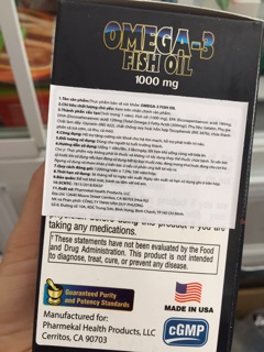 Viên Dầu Cá Omega 3 Fish Oil 1000mg
