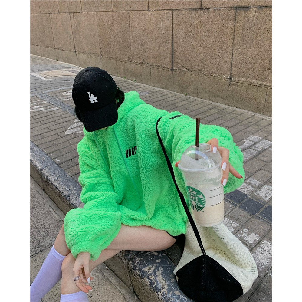 Áo hoodie lông của nữ hàng Quảng Châu cao cấp thu đông mới đầu xu hướng phong cách nữ sinh Hàn Quốc ngọt ngào
