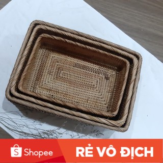 Rổ mây chữ nhật  3 size xinh xắn cho ngôi nhà xinh -   S: 26*17, cao 7cm - M: 30*20, cao 9cm - L: 33*23, cao 11 cm