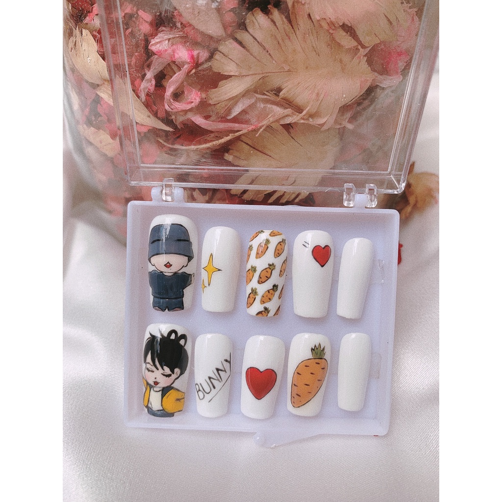 Móng up,móng giả-Nail box BTS Jungkook chibi dễ thương (bộ 10 móng)