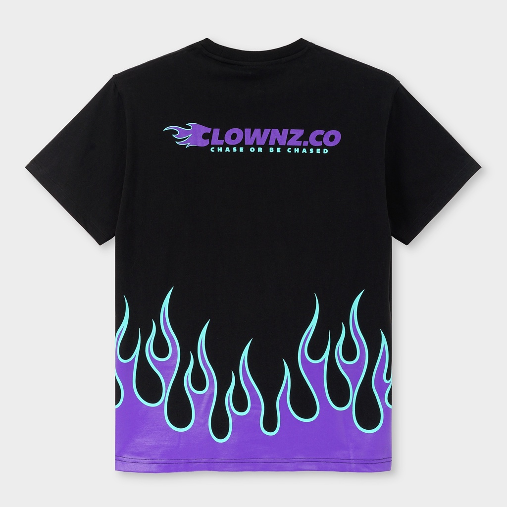 Áo thun tay lỡ local brand Clownz Racing Flames họa tiết lửa unisex, form rộng, chất cotton | BigBuy360 - bigbuy360.vn