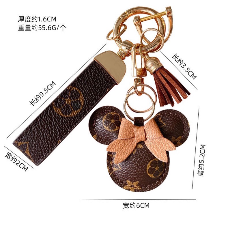 Móc khoá Mickey (mặt da) kèm dây sang trọng, phụ kiện balo, túi xách xinh xắn