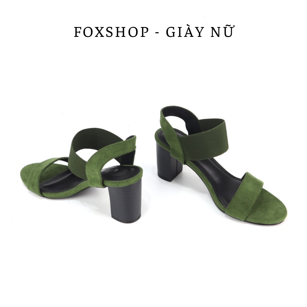 Giày sandal nữ thời trang quai ngang cao 7cm phối thun 1010 - Mang đi làm đi chơi dạo phố