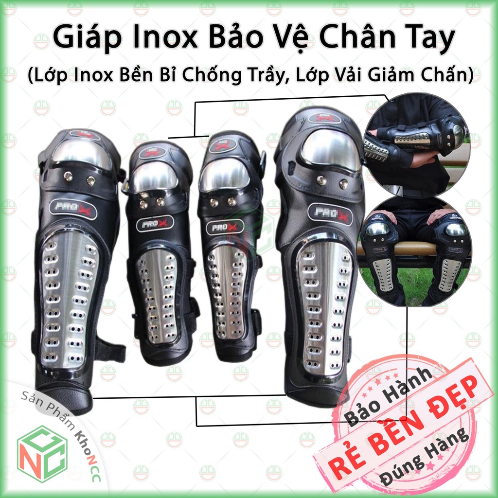 [KhoNCC] Bộ Giáp Cao Cấp Bảo Vệ Tay Chân Đi Xe Máy Inox - Giảm Chấn Khi Sự Cố Thi Đấu - Phượt - Du Lịch - NLM-BGBVCTI