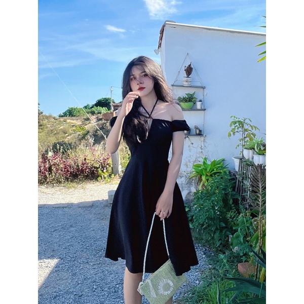 Đầm xòe TIEUDESIGN nhún nơ trước