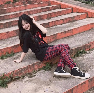 Plaid pants - Quần caro - Đỏ đen