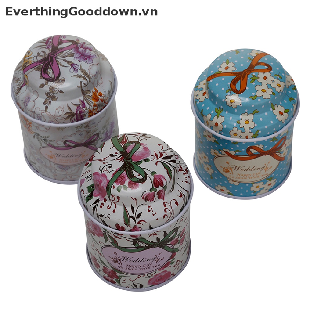 Everthinggood Hộp Thiếc Đựng Trà Cà Phê Đường Bằng Thiếc In Họa Tiết Hoa Có Nắp Đậy Kín