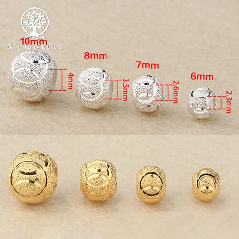Charm bạc hạt tròn, ô liu - NQ Jewelry