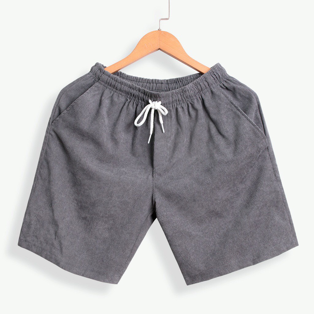 Quần short nam vải nhung tăm co giãn tập thể thao hay mặc nhà Aru Shop QS18