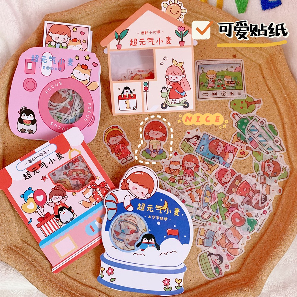 Sticker dán sổ, sticker cute dán trang trí hình cô gái