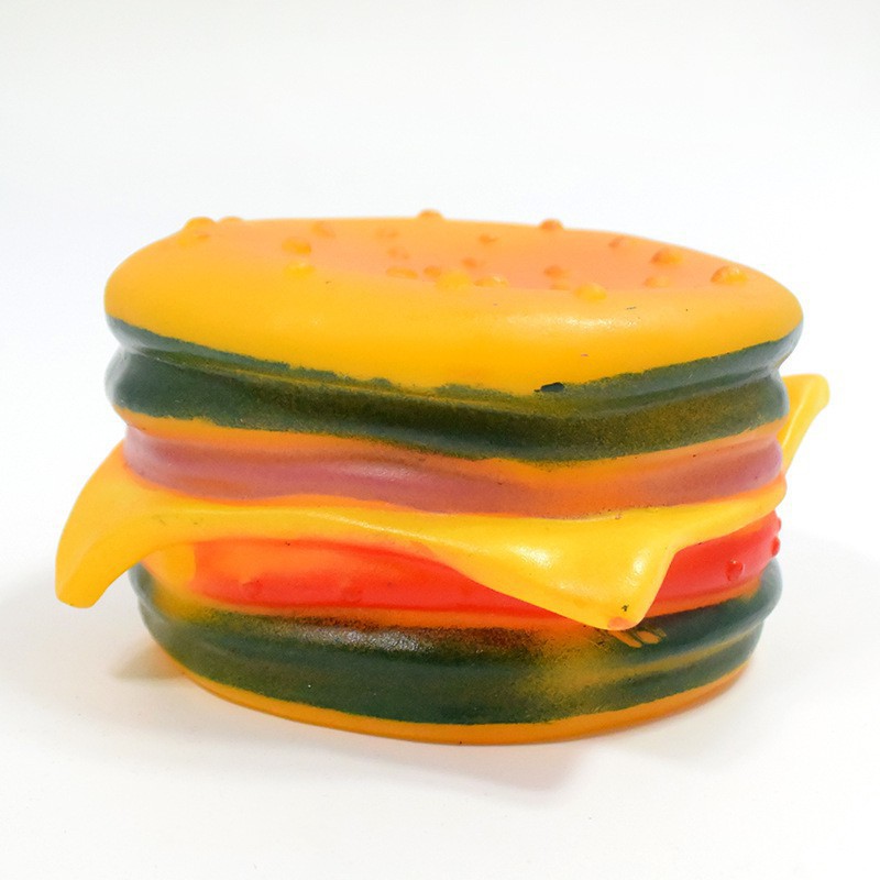 Pet chew toys make a hamburger sound