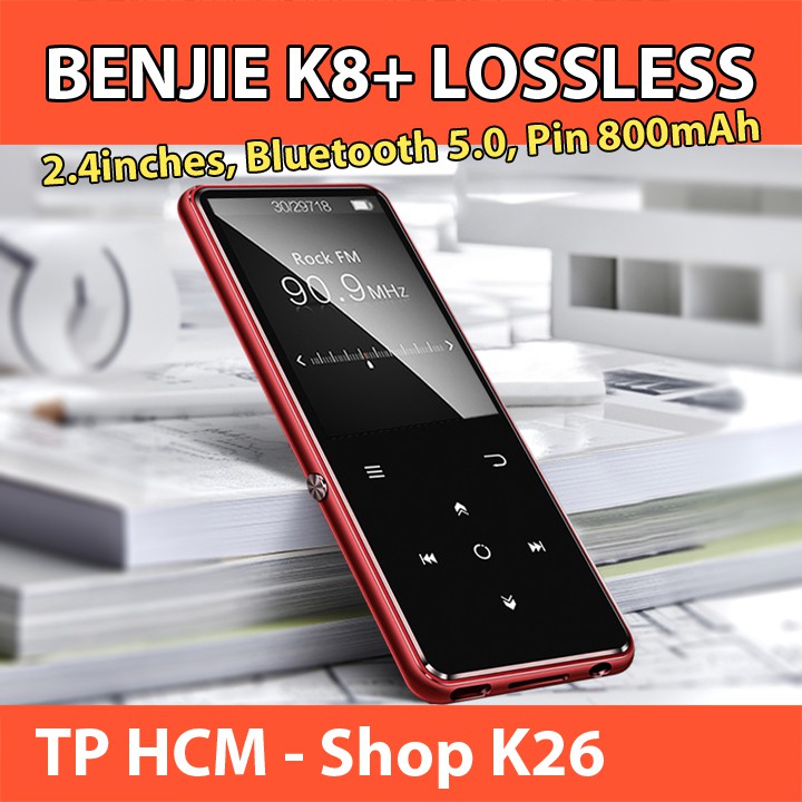 Máy Nghe Nhạc Lossless BENJIE K8+, Pin 800mAh, Nút Cảm Ứng, Có Đài FM, Có Loa Ngoài, Tặng Kèm Tai Nghe