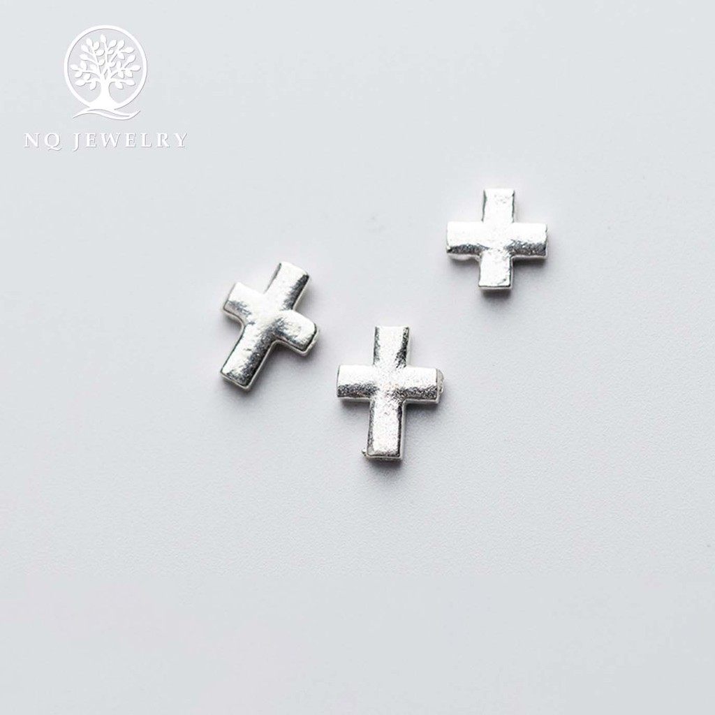 Charm bạc chữ thập xỏ ngang - NQ Jewelry