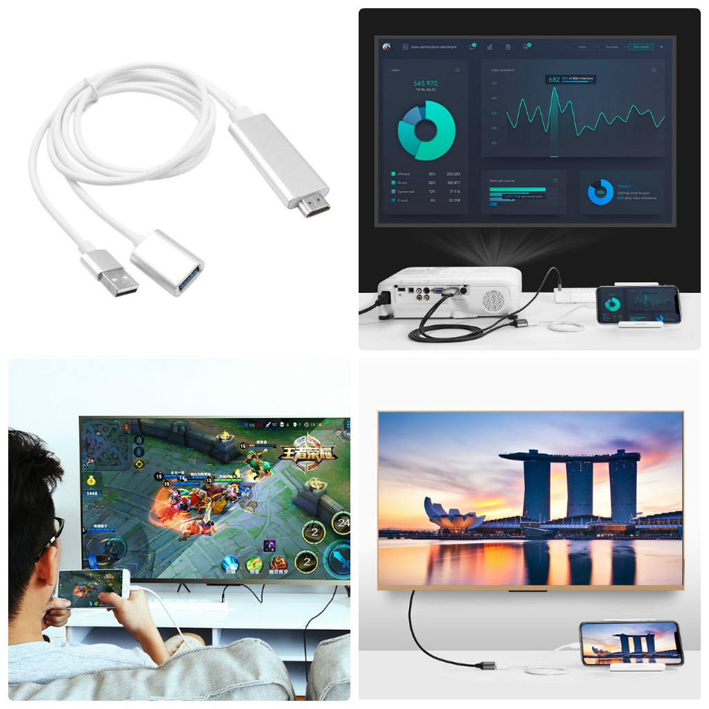 [FREESHIP] CÁP HDMI TỪ ĐIỆN THOẠI LÊN TIVI (TYPE-C, MICRO-USB, IPHONE)