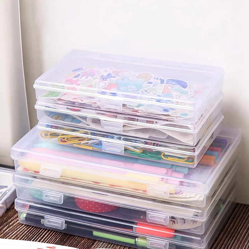 Set 12 Hộp Nhựa Rỗng Trong Suốt Kích Thước 8X5X1.75 Inch Có Thể Xếp Chồng Tiện Dụng