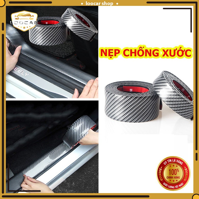 Nẹp Carbon 5D Dán Bậc Cửa Chống Va Đập Trầy Xước - Nẹp Chống Xước Bậc Cửa Xe, Bảo Vệ Thân Xe Ô Tô Mạ Carbon Cao Cấp