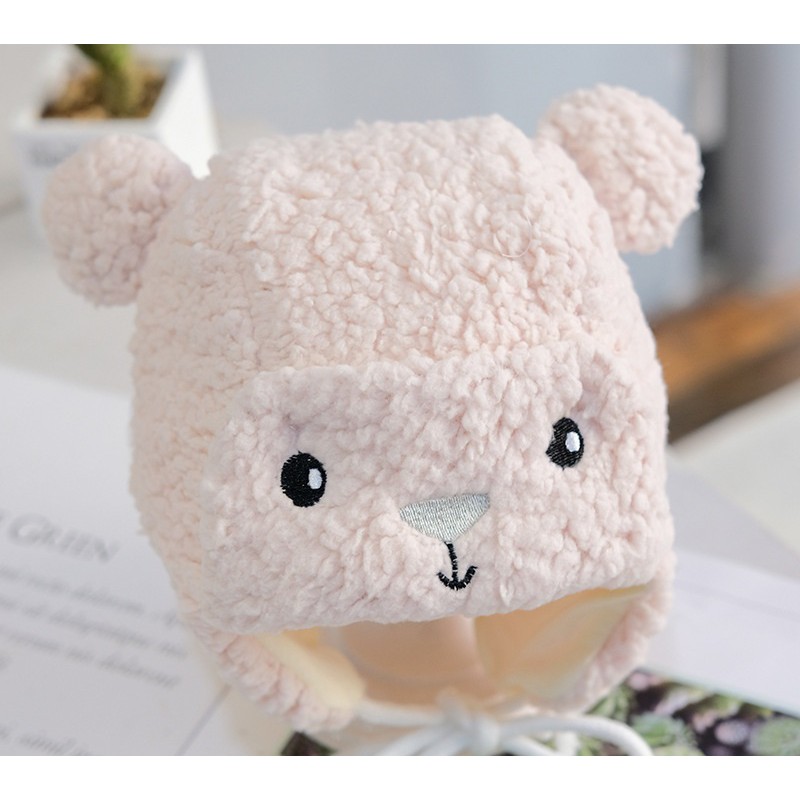 Mũ lông cừu tai gấu cho bé 6-12 tháng