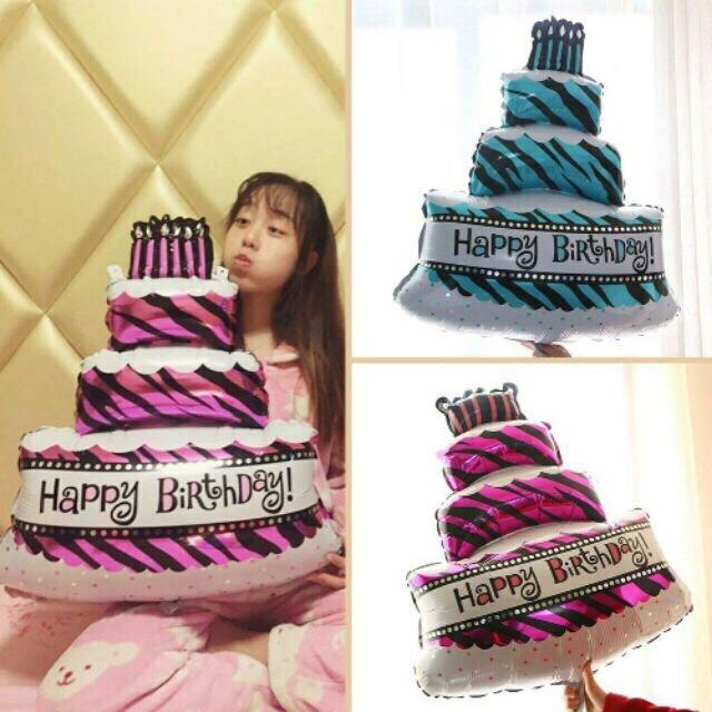 Bóng kiếng nhôm 75cm hình bánh kem 3 tầng trang trí hpbd