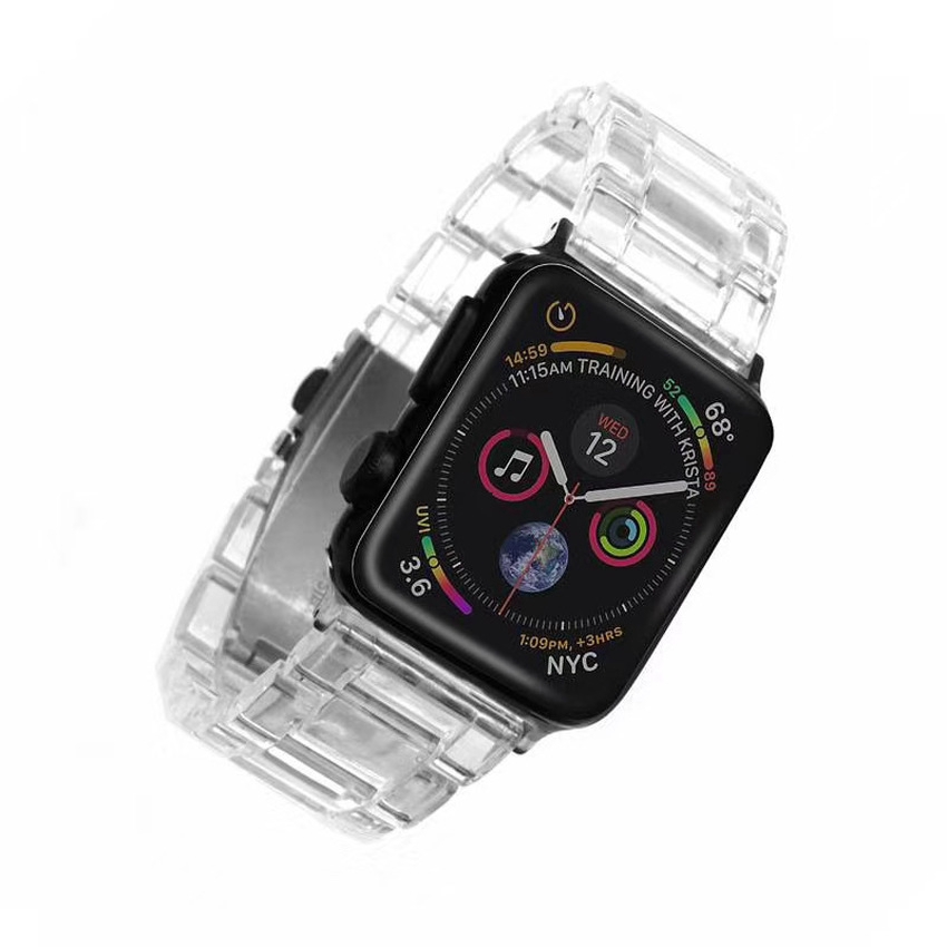 Dây đeo đồng hồ bằng resin trong suốt với khóa kim loại cho Apple Iwatch 6 SE 5 4 3 2 1 42mm 38mm 40mm 44mm