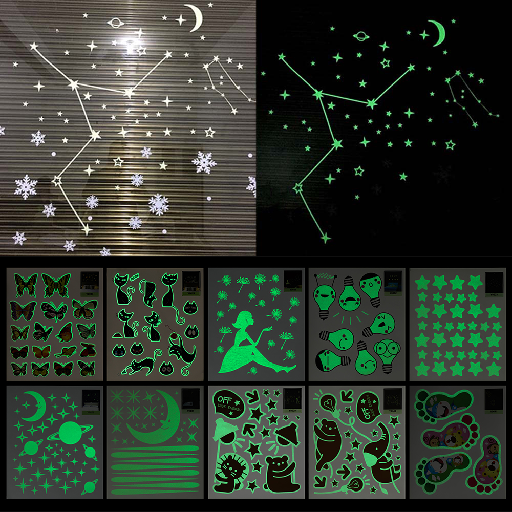 Miếng Dán Tường Dạ Quang Hình Mặt Trăng Hoạt Hình Độc Đáo Trang Trí Nhà Cửa DIY