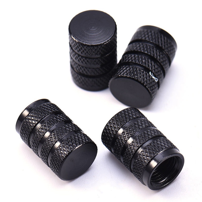 Set 4 Vỏ Bọc Van Bánh Xe Hơi Mini Bằng Nhôm Màu Đen Chống Bụi Thông Dụng