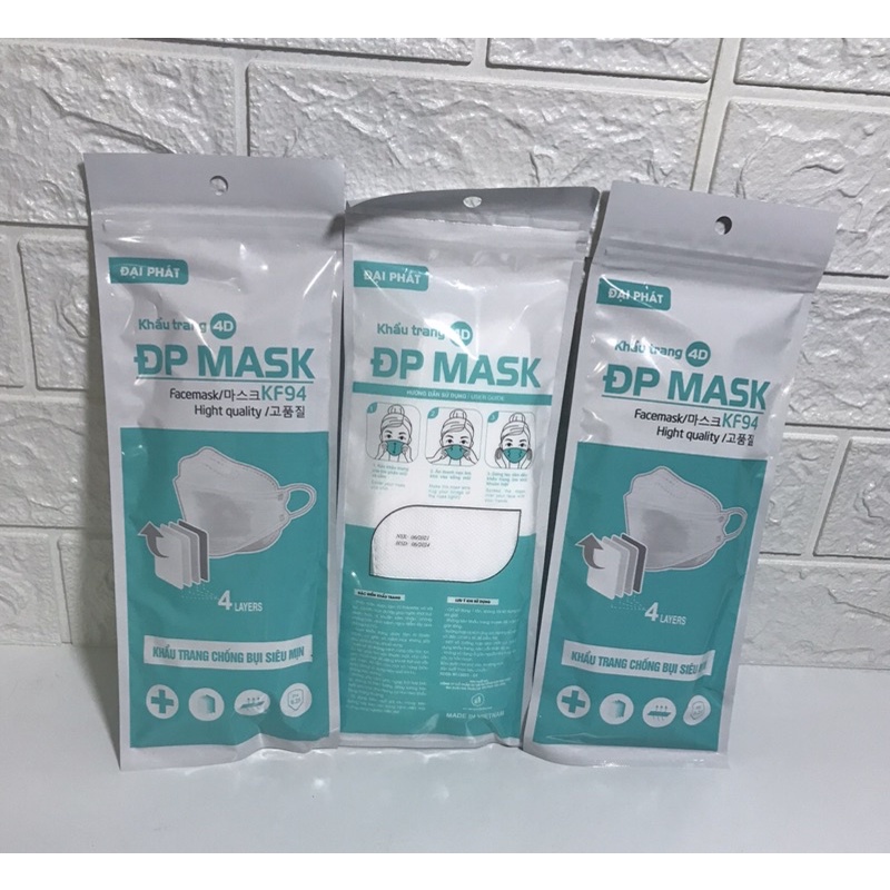 (1 Túi 10cái ) Khẩu trang 4D ĐP MASK kháng khuẩn,ngăn ngừa bụi dành cho người lớn