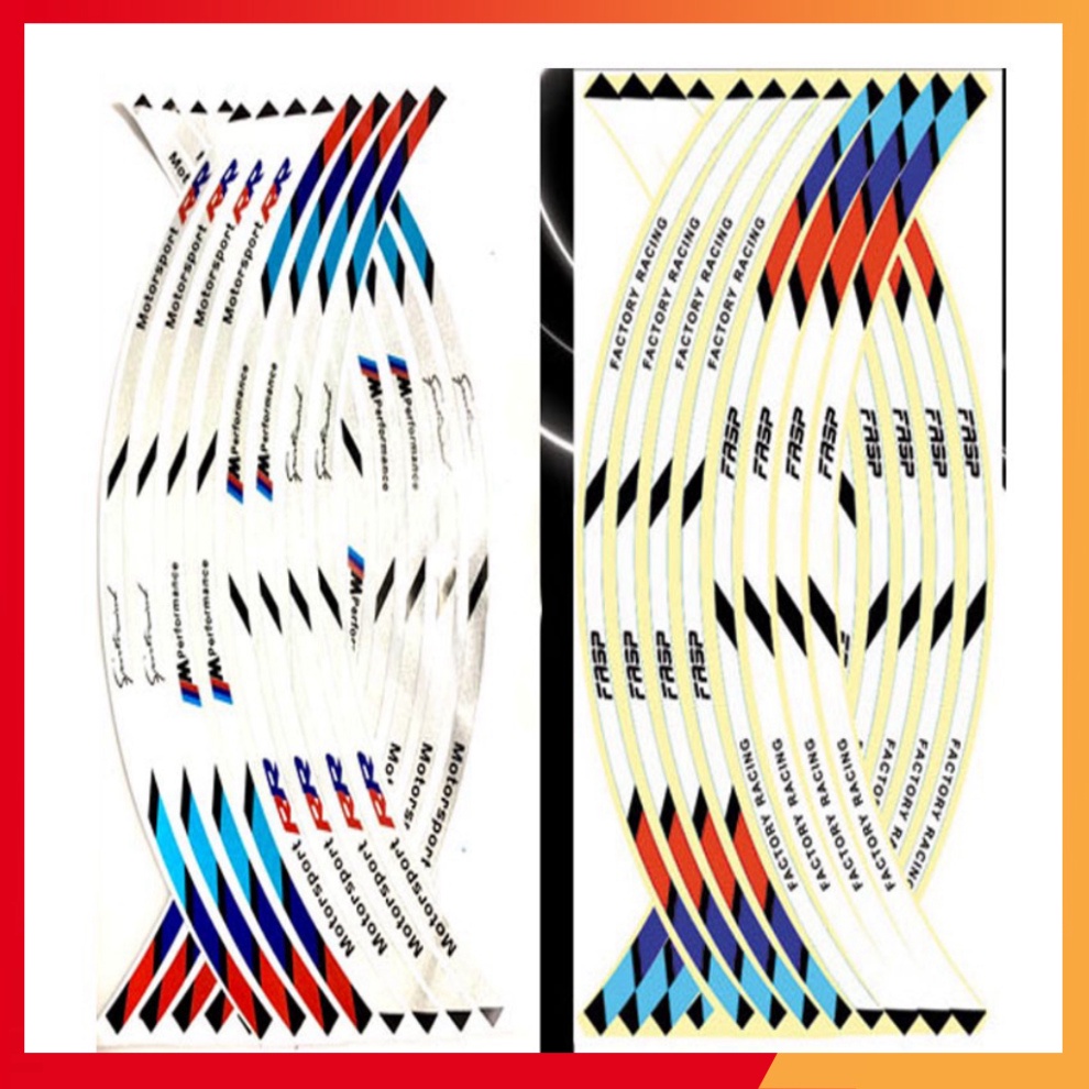 Tem Chỉ Phản Quang cho mâm xe  kiêu motor sport, performance,yamaha