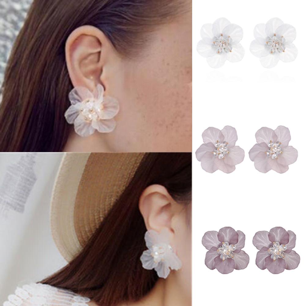 Bông Tai Hình Cánh Hoa Bằng Acrylic Phong Cách Vintage Thanh Lịch Cho Nữ