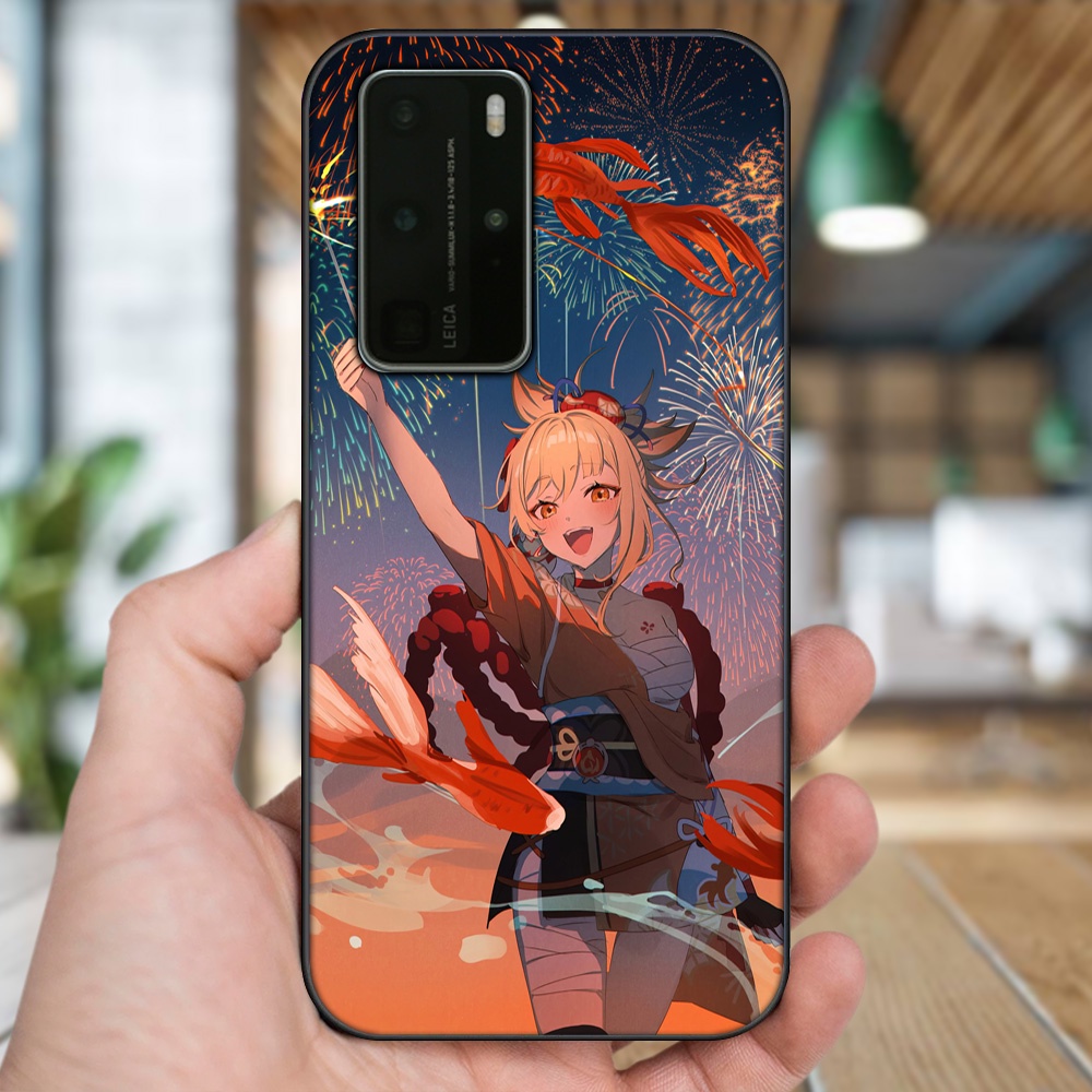 Ốp lưng Huawei P40 Pro viền đen in hình Yoimiya Genshin Impact