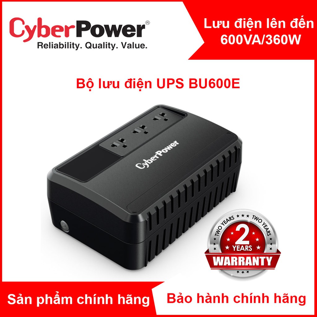 Bộ lưu điện UPS CyberPower BU600/BU600E - 600VA/360W -  Chính hãng new 100%(đã có ắc quy)