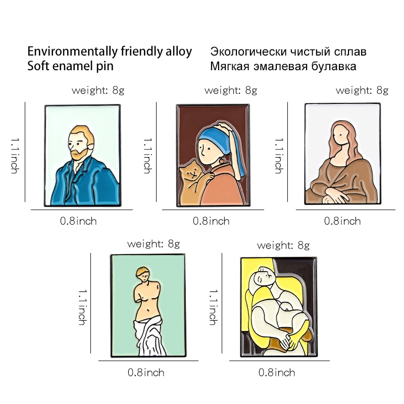 Huy Hiệu Cài Áo Họa Tiết Tranh Sơn Dầu Van Gogh Thời Trang