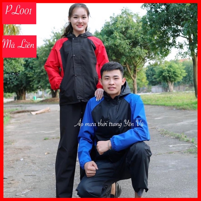 PL001 Áo Mưa Bộ Cho Nam Nữ MŨ LIỀN 2 Lớp Chống Thấm Nước 100%, Cản Gió Rét, Đi Phượt Xe Máy Thời Trang Và Tiện Lợi