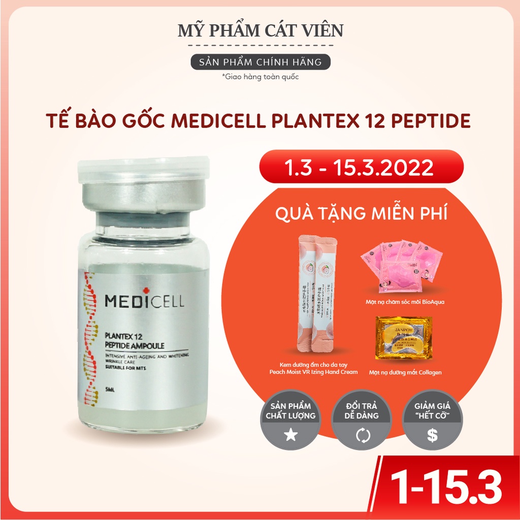 Tế bào gốc tái tạo da Plantex Medicell, chăm sóc da lăn kim, làm trắng da mờ thâm, se khít lỗ chân lông - lọ lẻ 5ml