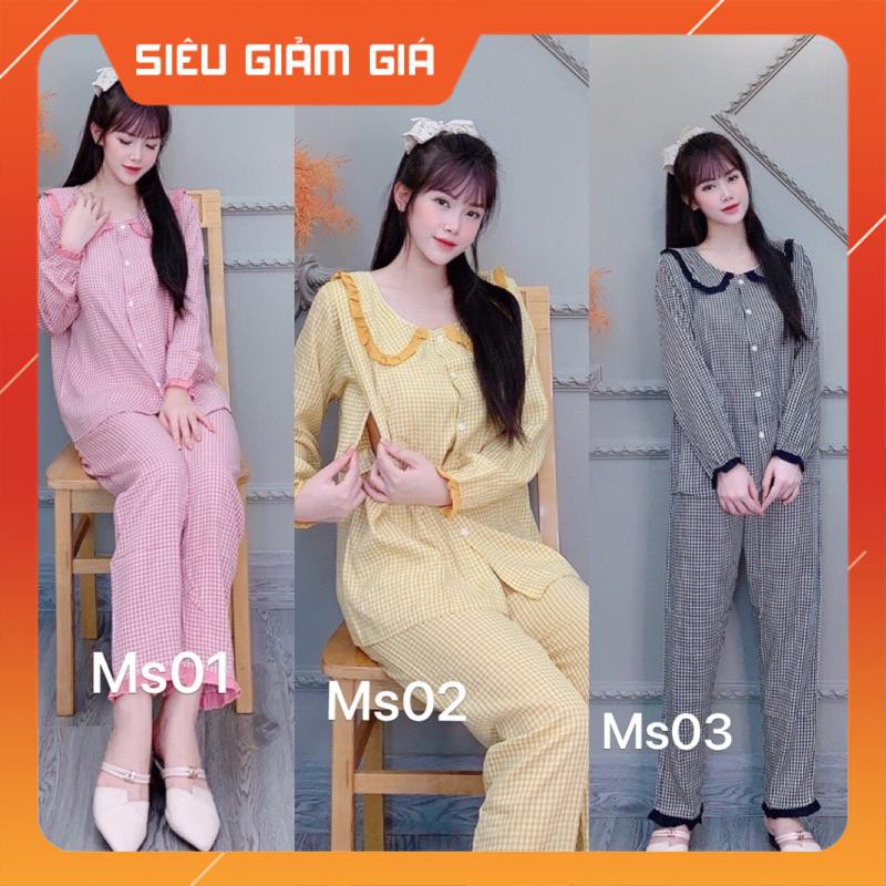 Bộ bầu chất đũi Hàn cao cấp☘️bộ sau sinh thiết kế sang chảnh☘️ có khóa cho con ti, quần có chun chỉnh☘️free size 43~65kg