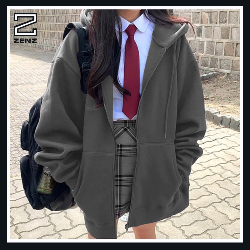 Áo khoác hoodie zip Áo khoác nam nữ, áo hoodie khoá kéo nỉ bông form rộng, tay phồng cho nam nữ