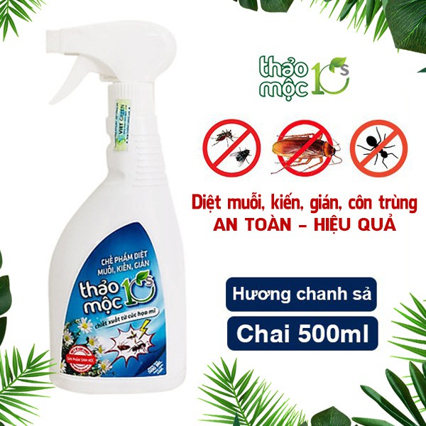 Bình Xịt Diệt Muỗi Kiến Gián Mối Sinh Học THẢO MỘC 10S Chai 500ml