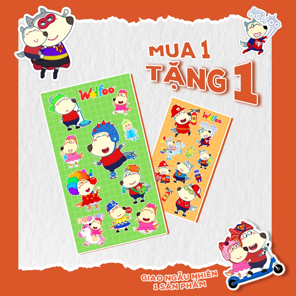 Sticker thương hiệu Wolfoo nhiều mẫu siêu đáng yêu