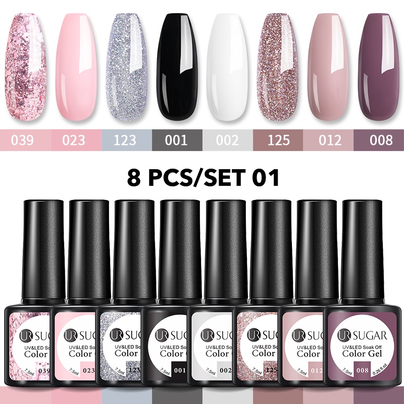 Bộ 8 chai sơn móng tay gel uv UR SUGAR 7.5ml