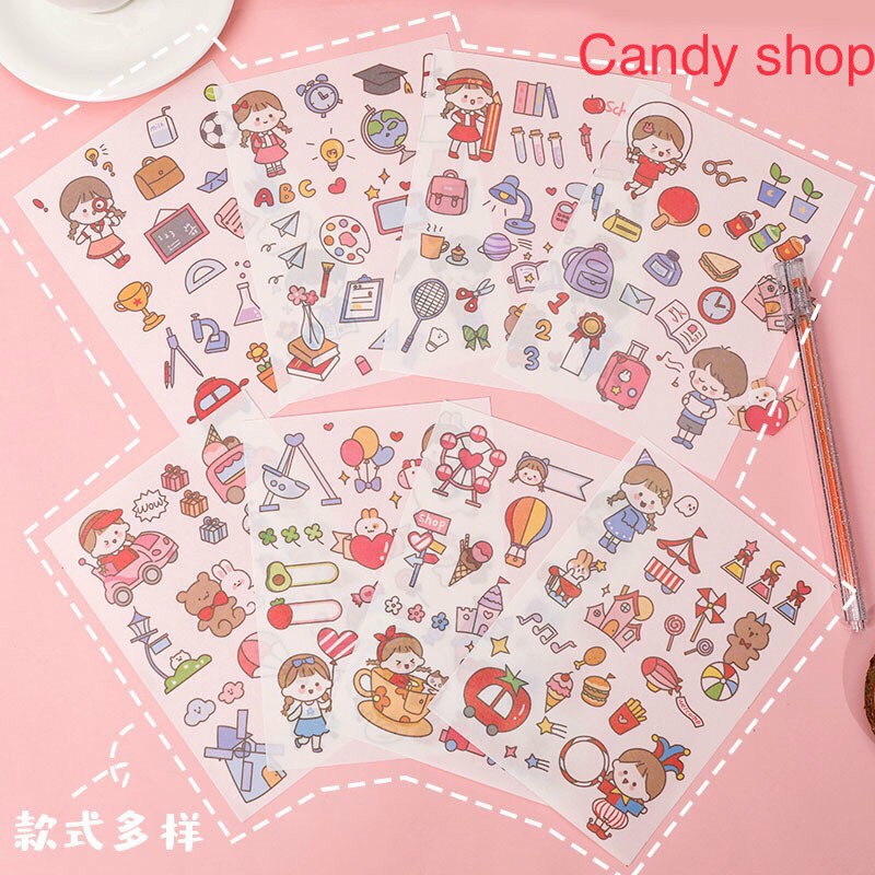 Set 4 miếng dán sticker trang trí hình cô gái dễ thương
