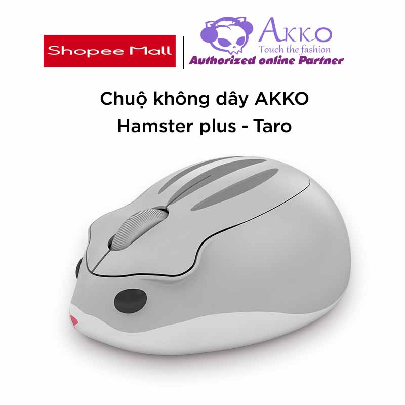 Chuột không dây Akko Hamster Wireless - Taro plus (MÀU XÁM)