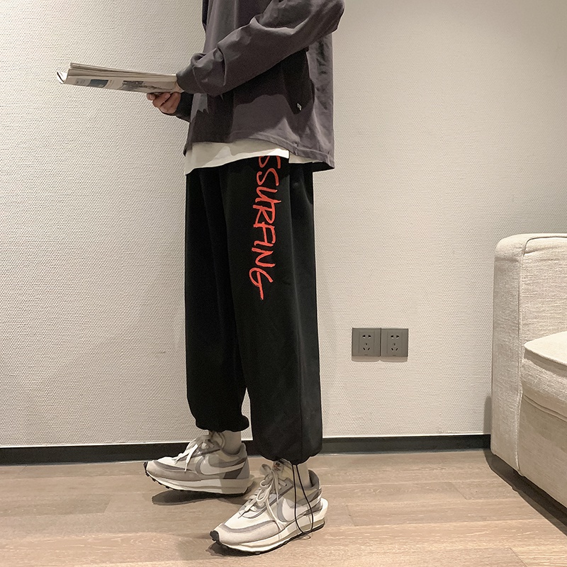 Quần thể thao ống rộng in họa tiết cổ điển thời trang cho nam M-8XL