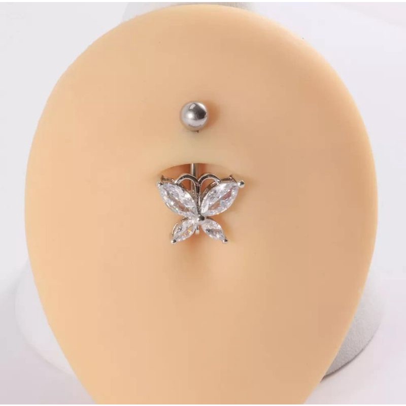 (1 Chiếc) KHUYÊN RỐN HÌNH BƯỚM - Khuyên Rốn Đính Đá Cao Cấp [SHIPHOATOC]