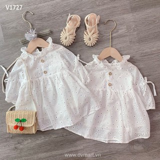 Váy dài tay cúc nhỏ cho bé gái