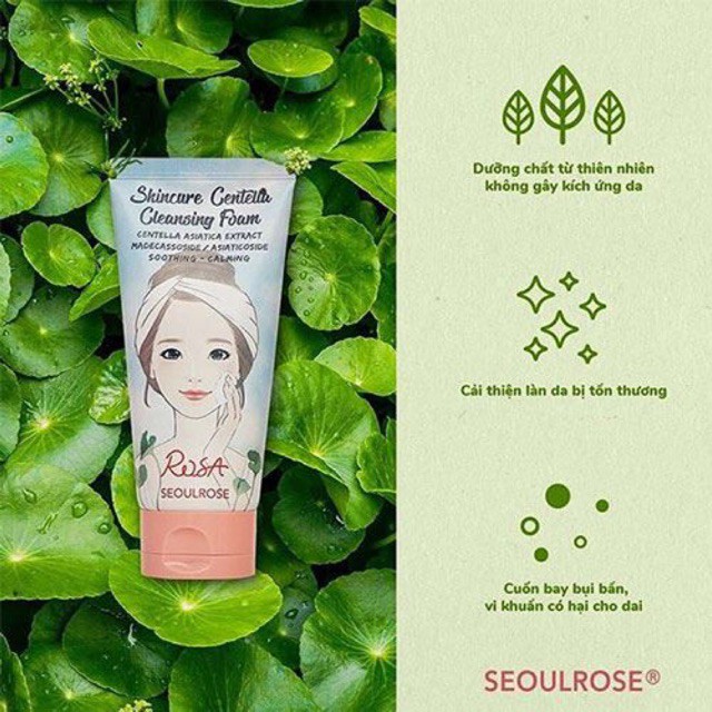 Sữa Rửa Mặt Rau Má SeoulRose Rosa Skincure Centella Cleansing Foam